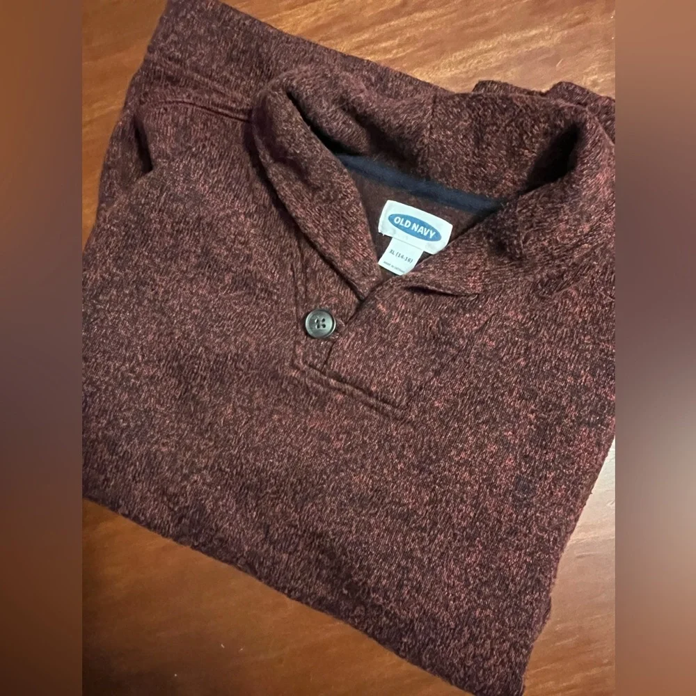 Old Navy Maroon Fleece Shawl Collar Sweater XL 14-16